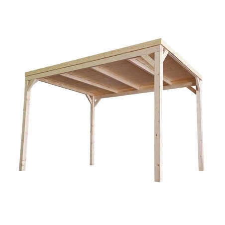 Pérgola Madera Techada 4x4m. Postes 12x12cm