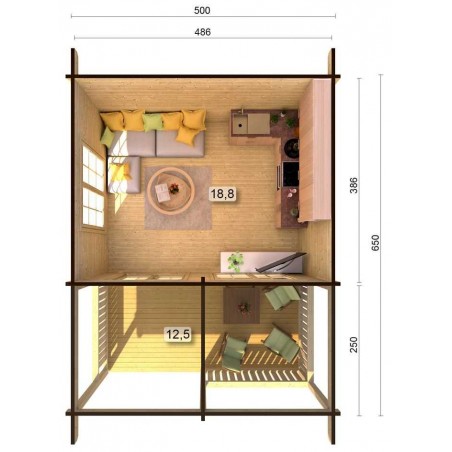 Casa de madera Agneta 18,8+12,5 m²